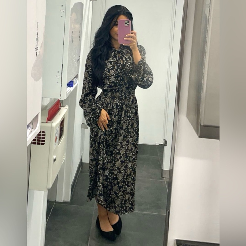 Loft Floral Black Dress